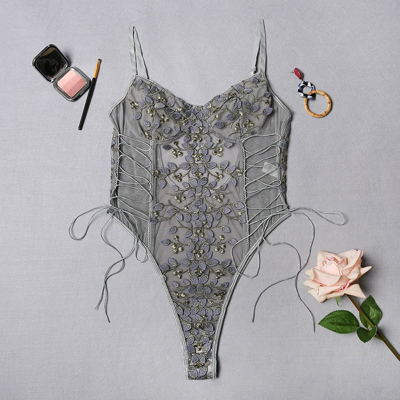 Body transparent avec broderie florale CANDY